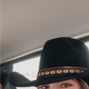 Black Cowboy Hat with Brown Band